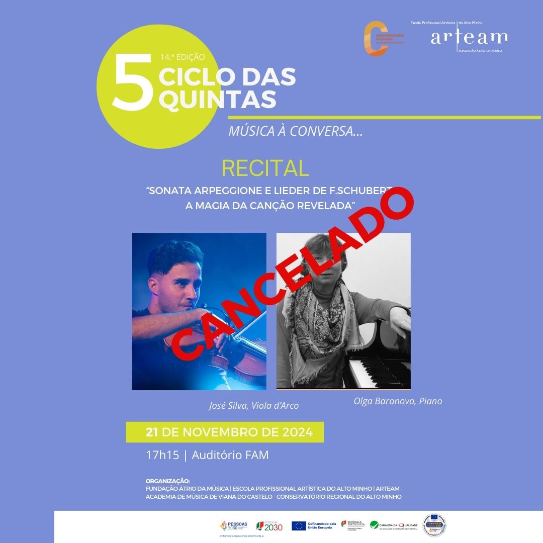 CANCELADO  RECITAL CICLO DAS QUINTAS NOVEMBRO